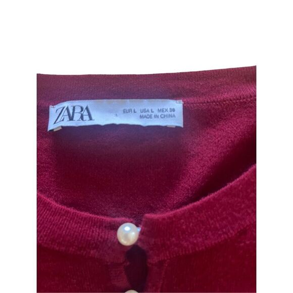 Zara Women's Red Long-Sleeve Half-Button Sweater Large - Picture 5 of 6